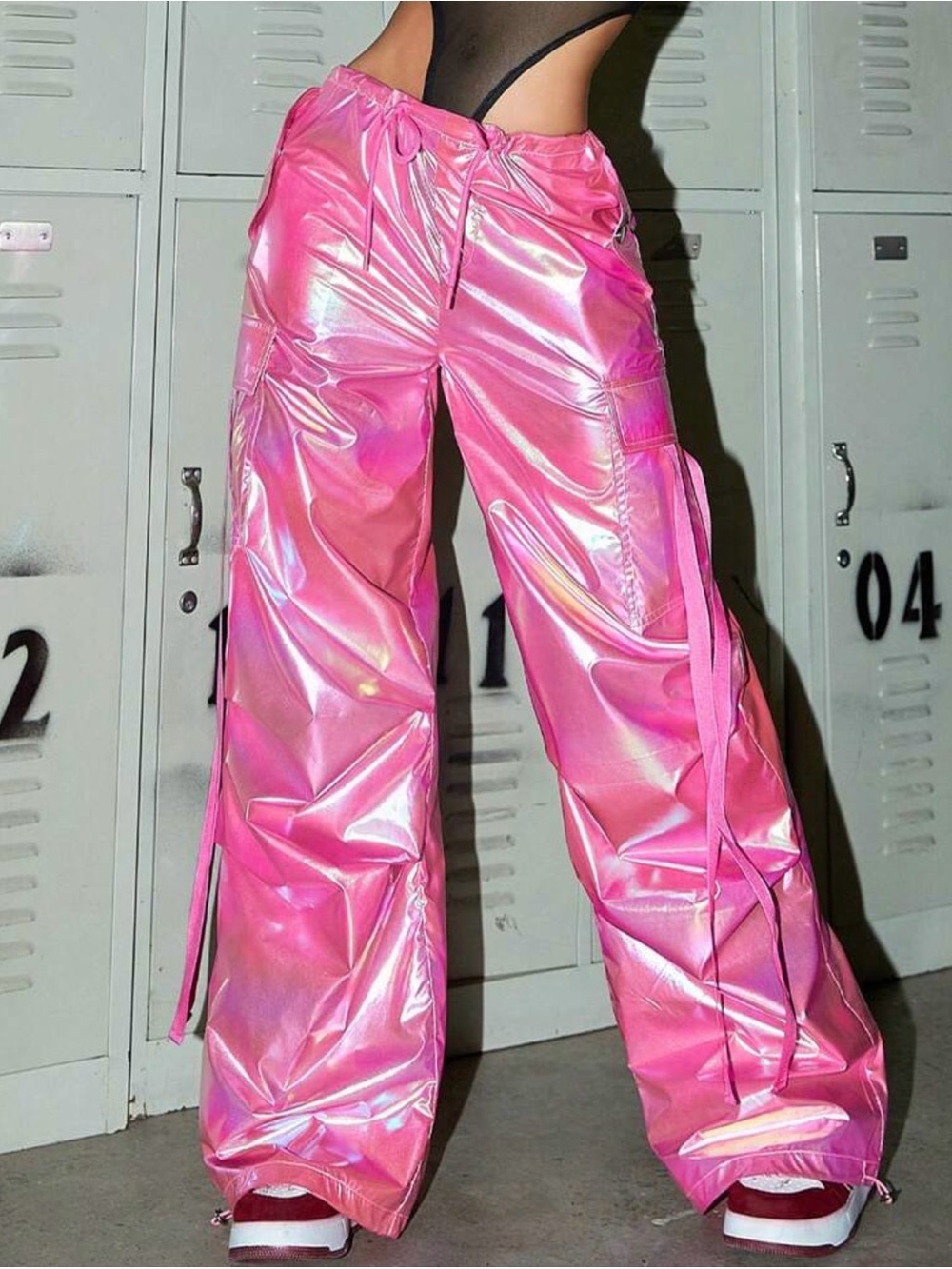 Rave Women's Pink Iridescent Parachute Pants